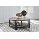 Ridgester Light Brown and Matte Black Round Cocktail Table