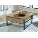 Montia Light Brown and Gunmetal Gray Square Lift Top Occasional Table Set