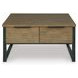 Montia Light Brown and Gunmetal Gray Square Lift Top Occasional Table Set