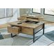 Montia Light Brown and Gunmetal Gray Square Lift Top Occasional Table Set