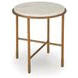 Alben Antique Gold and White Round Marble Top End Table