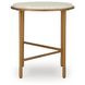 Alben Antique Gold and White Round Marble Top End Table