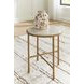 Alben Antique Gold and White Round Marble Top End Table