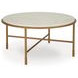 Alben Antique Gold and White Marble Top Round Cocktail Table
