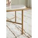 Alben Antique Gold and White Marble Top Round Cocktail Table
