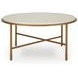 Alben Antique Gold and White Marble Top Round Cocktail Table