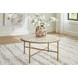 Alben Antique Gold and White Marble Top Round Cocktail Table