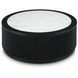 Grayman Matte Black and White Round Marble Top Cocktail Table