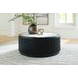 Grayman Matte Black and White Round Marble Top Cocktail Table