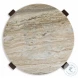 Tanidore Natural Marble And Warm Brown Round End Table