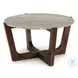 Tanidore Natural Marble And Warm Brown Round Cocktail Table