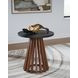 Kallari Warm Brown and Black Round End Table