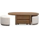 Silveroak Golden Oat and Beige Oval Lift Top Cocktail Table with 2 Upholstered Stools