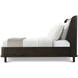 Repose Charcoal Oak and Beige Leather Queen Upholstered Panel Bed