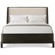 Repose Charcoal Oak and Beige Leather Queen Upholstered Panel Bed