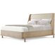 Repose Gray Oak and Beige Leather California King Upholstered Panel Bed