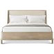 Repose Gray Oak and Beige Leather California King Upholstered Panel Bed