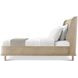 Repose Gray Oak and Beige Leather California King Upholstered Panel Bed