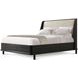 Repose Charcoal Oak and Beige Leather California King Upholstered Panel Bed