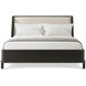 Repose Charcoal Oak and Beige Leather California King Upholstered Panel Bed