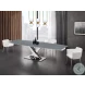 X Base Grey And High Polished Stainless Steel Extendable Dining Table