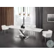 X Base White Marbled And High Polished Stainless Steel Extendable Dining Table