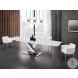 X Base White And High Polished Stainless Steel Extendable Dining Table