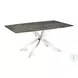 Icon Dark Brown Marbled Porcelain Top And High Polished Stainless Steel Motorized Extendable Dining Table