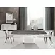 Olivia Dark Brown Marbled Porcelain Top And White Motorized Extendable Dining Table