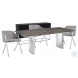 Vizzione Dark Gray Oak And High Polished Stainless Steel Buffet
