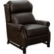 Thornfield Ashford Walnut Leather Push Thru The Arms Recliner with Nailhead Trim