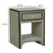 Kora Green Stripes 1 Drawer Open Nightstand