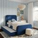 Briella Navy Blue Performance Velvet Upholstered Panel Storage Trundle Bedroom Set