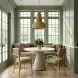 Dorine Mint Green and White Performance Fabric Upholstered Arm Chair