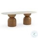 Cynthia Brown and Travertine Concrete 87" Outdoor Long Oval Dining Table