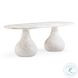 Smooch White Faux Marble Print Outdoor Oval Dining Room Set