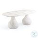 Smooch White Faux Marble Print Outdoor Oval Dining Room Set