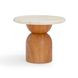 Cynthia Brown and Travertine Round Concrete Stone Top Outdoor Occassional Table Set