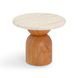 Cynthia Brown and Travertine Round Concrete Stone Top Outdoor Side Table
