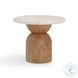 Cynthia Brown and Travertine Round Concrete Stone Top Outdoor Occassional Table Set