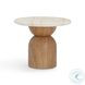 Cynthia Brown and Travertine Round Concrete Stone Top Outdoor Occassional Table Set