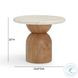 Cynthia Brown and Travertine Round Concrete Stone Top Outdoor Occassional Table Set