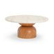 Cynthia Brown and Travertine Round Concrete Stone Top Outdoor Coffee Table