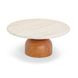 Cynthia Brown and Travertine Round Concrete Stone Top Outdoor Occassional Table Set