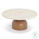 Cynthia Brown and Travertine Round Concrete Stone Top Outdoor Coffee Table