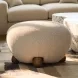 Pucker Warm Gray Performance Fabric Upholstered Round Ottoman