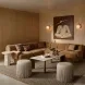 Restis Cream and Dark Brown Rectangular Quartz Top Occassional Table Set