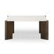 Restis Cream and Dark Brown Square Quartz Top Coffee Table