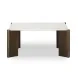 Restis Cream and Dark Brown Square Quartz Top Coffee Table