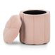 Fleur Pink Performance Fabric Upholstered Round Storage Ottoman